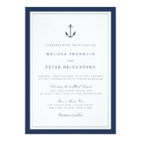 Nautical Navy & White Wedding Invitation | Anchor
