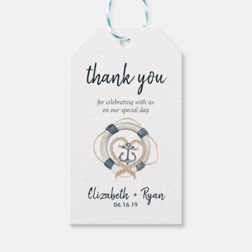 Nautical Navy  White Wedding Thank You Gift Tags