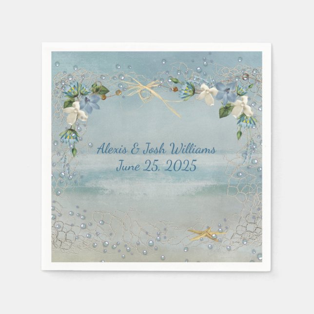 nautical net with bubble and flowers napkins (Front)