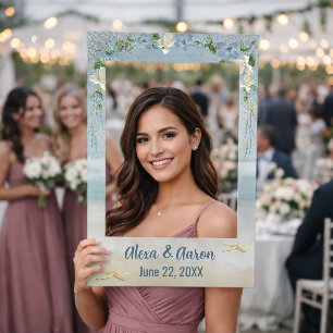 Nautical Net with Tropical Flowers and Starfish Selfie Frame