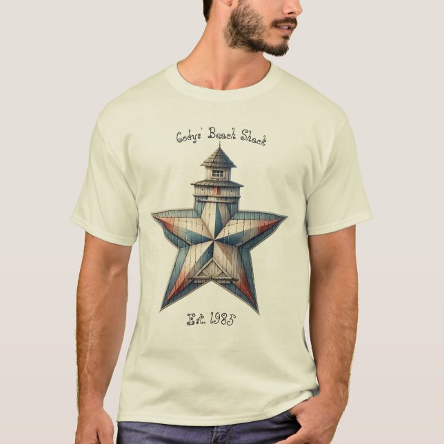 Nautical Neutral and Blue Barnstar T-Shirt (Front)