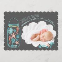 Nautical Newborn Baby Photo Birth Announcement