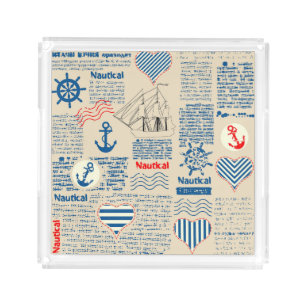 Nautical Newspaper Pattern Acrylic Tray