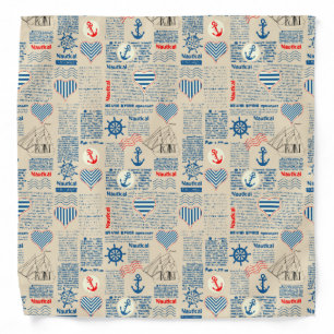 Nautical Newspaper Pattern Bandana