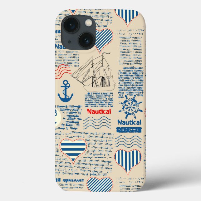 Nautical Newspaper Pattern Case-Mate iPhone Case (Back)
