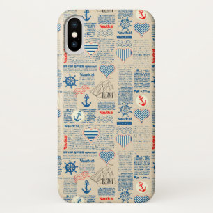 Nautical Newspaper Pattern iPhone X Case
