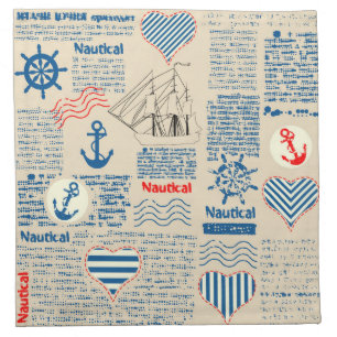 Nautical Newspaper Pattern Cloth Napkin