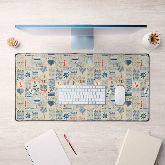 Nautical Newspaper Pattern Desk Mat (Office 1)