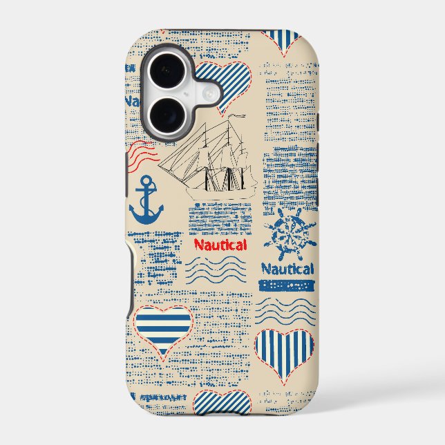 Nautical Newspaper Pattern Iphone Case (Back)