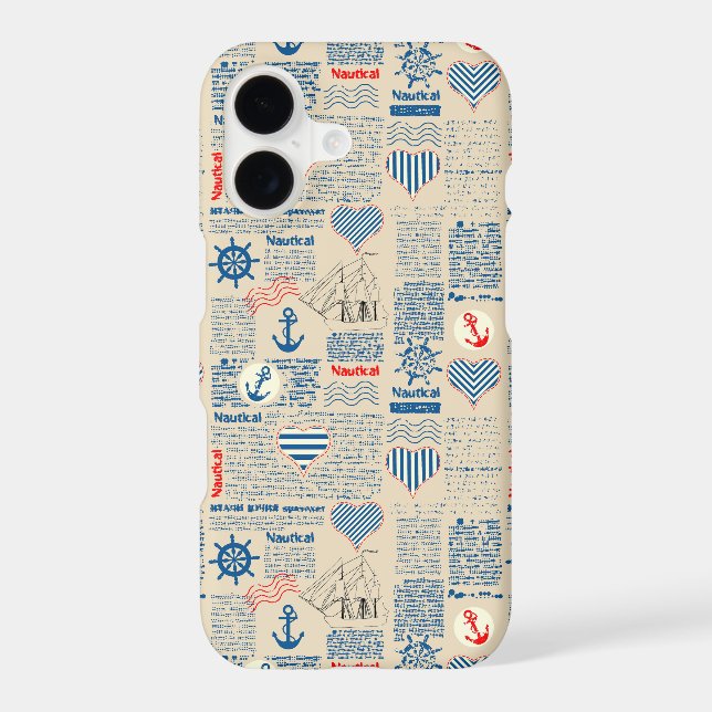 Nautical Newspaper Pattern Iphone Case (Back)