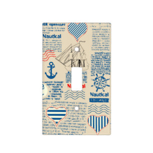 Nautical Newspaper Pattern Light Switch Cover