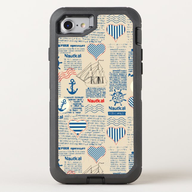 Nautical Newspaper Pattern Otterbox iPhone Case (Back)