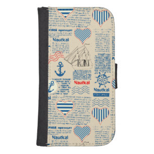 Nautical Newspaper Pattern Phone Wallet
