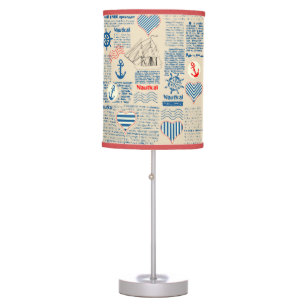 Nautical Newspaper Pattern Table Lamp