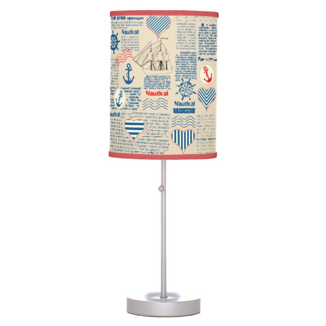 Nautical Newspaper Pattern Table Lamp (Front)