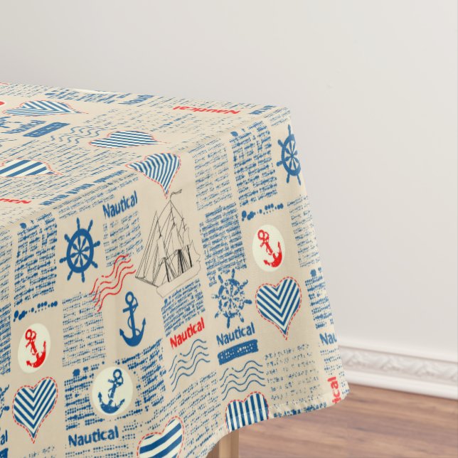 Nautical Newspaper Pattern Tablecloth (In Situ)