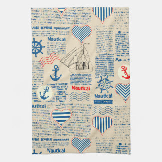 Nautical Newspaper Pattern Towel