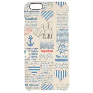 Nautical Newspaper Pattern Clear iPhone 6 Plus Case