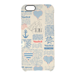 Nautical Newspaper Pattern Clear iPhone 6/6S Case