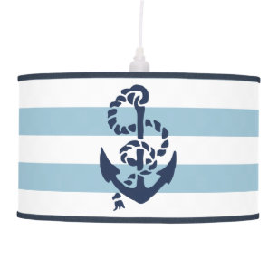 Nautical Nursery Blue Stripe Anchor Ceiling Lamp