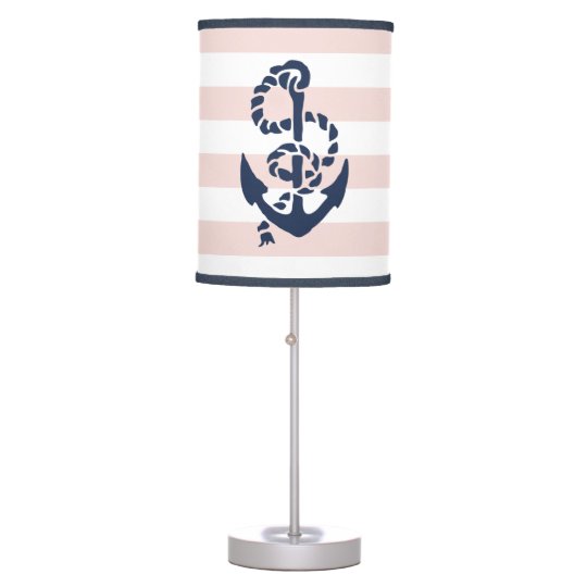 Nautical Nursery Pink Stripe Anchor Desk Lamp Zazzle Com