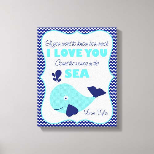 Nautical Nursery Whale Quote Chevron Canvas Art