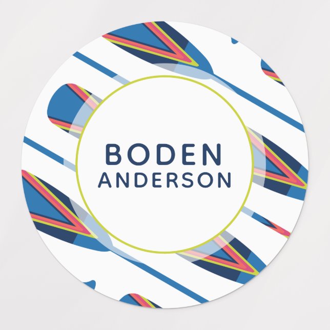 Nautical Oars Personalized Name Waterproof Label (Design 1)