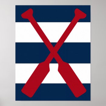 Nautical Oars Print Red  Navy And White by Home_Suite_Home at Zazzle