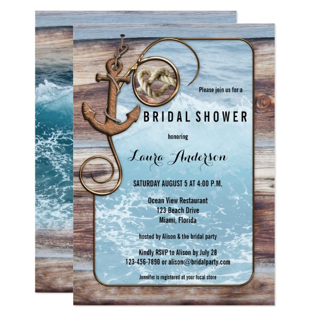 Nautical Ocean Anchor Bridal Shower Invitation
