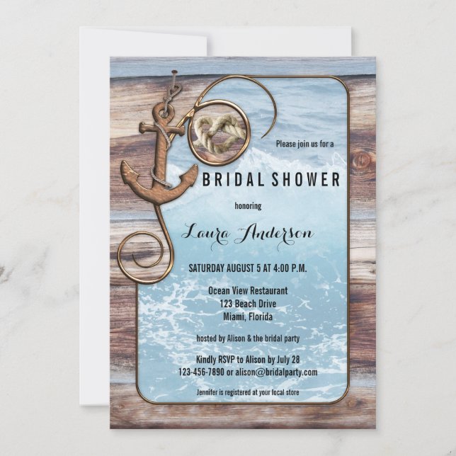 Nautical Ocean Anchor Bridal Shower Invitation (Front)