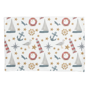  Nautical Ocean Anchor Compass Rose Sailboat Pillow Case