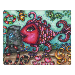 Nautical Ocean animals Fish Sealife Original Art Jigsaw Puzzle