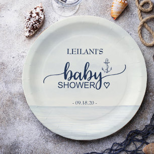 Nautical Ocean Baby Shower Anchor Paper Plates