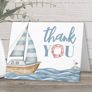 Nautical Ocean Baby Shower Letterpress Thank You Card