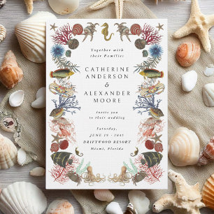 Nautical Ocean Beach All-in-one Wedding Invitation