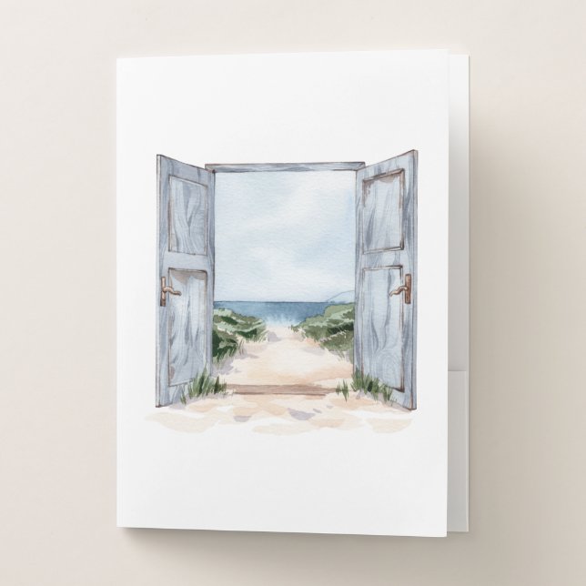Nautical Ocean Beach Doors Scenic Pocket Folder (Front)