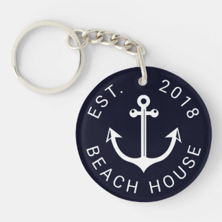 Nautical Ocean Beach House | Your Text Keychain