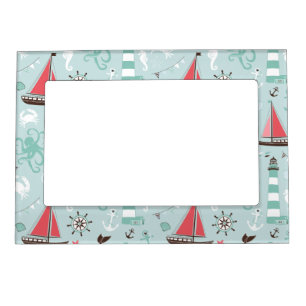 Nautical Ocean Blue and Rose Magnetic Frame