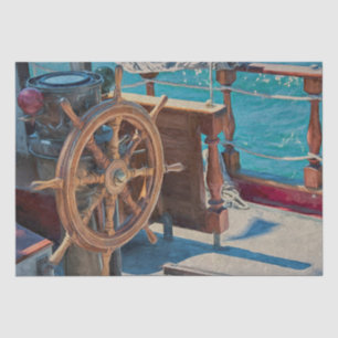Nautical Ocean Blue Brown Coastal Ship Tissue Paper