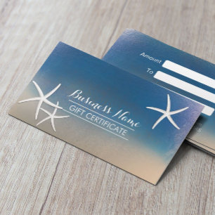 Nautical Ocean Blue Starfish Gift Certificate