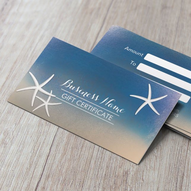 Nautical Ocean Blue Starfish Gift Certificate (Creator Uploaded)
