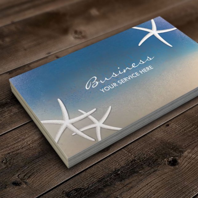Nautical Ocean Blue Starfish Salon Spa Business Card (Creator Uploaded)