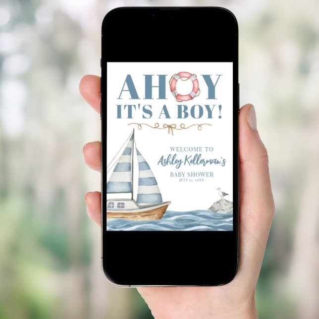 Nautical Ocean Boy Baby Shower Poster (Front Digital)