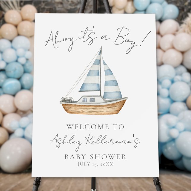 Nautical Ocean Boy Baby Shower Welcome Sign (Nautical Ocean Boy Baby Shower Welcome Sign)