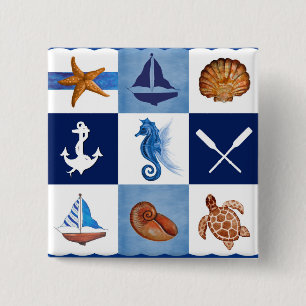 Nautical Ocean Designs Button