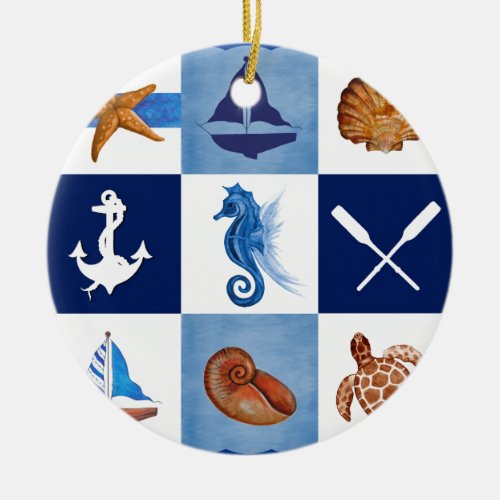 Nautical Ocean Designs Ceramic Ornament