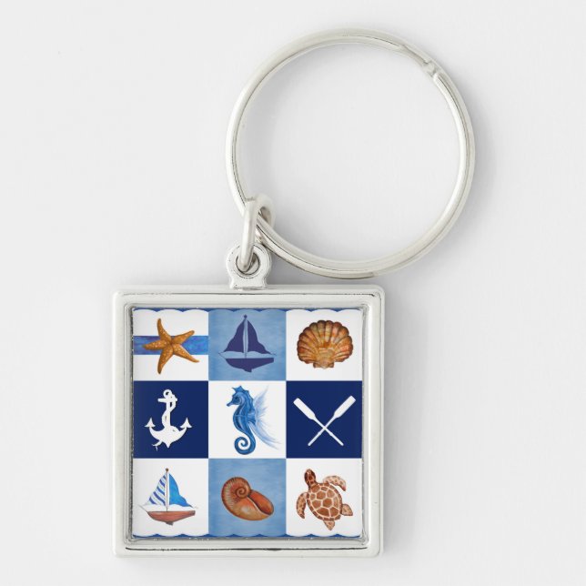 Nautical Ocean Designs Keychain (Front)