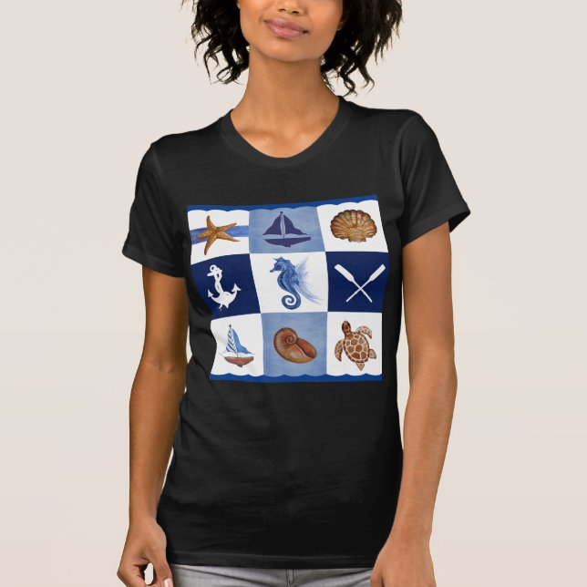 Nautical Ocean Designs T-Shirt (Front)