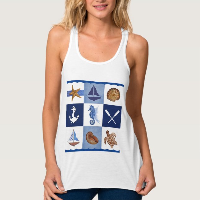 Nautical Ocean Designs Tank Top (Front)
