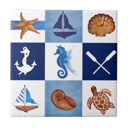 Nautical Ocean Designs Tile
